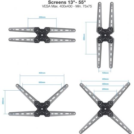 Tooq Soporte de Pared LP1356TN-B para Pantallas de 13-55 Pulgadas, Negro Tooq Soporte de Pared LP1356TN-B para Pantallas de 13-55 Pulgadas, Negro